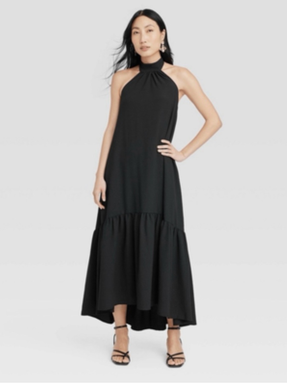 Black Halter Maxi Dress - Womens